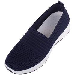 ABSOLUTE FOOTWEAR Damen Schlupfschuhe, leicht, gestrickt, dynamisch, Pump-Schuhe mit kontrastierender Sohle, Blau - Navy - Größe: 39 EU von ABSOLUTE FOOTWEAR