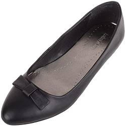 ABSOLUTE FOOTWEAR Damen-Schlupfschuhe aus echtem Leder, formell, elegant, für Arbeit, Schule, Anzug, Ballerina-Stil, Schwarz, 37 EU von ABSOLUTE FOOTWEAR