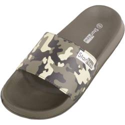 ABSOLUTE FOOTWEAR Herren Slipper, Camouflage, Urlaub, Sommer, Pool, grün, 42 1/3 EU von ABSOLUTE FOOTWEAR