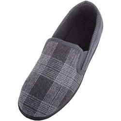 ABSOLUTE FOOTWEAR Traditionelle Herren-Hausschuhe aus Baumwolle mit Doppelzwickel, Grau - grau - Größe: 42 2/3 EU von ABSOLUTE FOOTWEAR