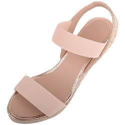 Absolute Footwear Damen-Sandalen mit Keilabsatz und elastischem Riemen in Kontrastfarbe, nude, 39 EU von ABSOLUTE FOOTWEAR