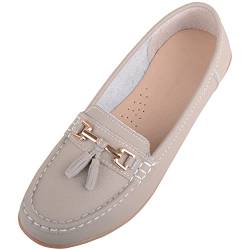 Damen Loafer/Deck/Bootsschuhe/Sandalen aus Leder, Greige, 41 EU von ABSOLUTE FOOTWEAR