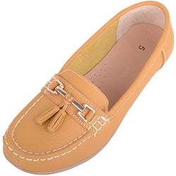 Damen Schlupfschuhe Leder Loafer/Deck/Bootsschuhe/Sandalen, Gelb - senffarben - Größe: 38 EU von ABSOLUTE FOOTWEAR