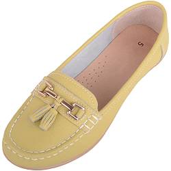 Damen Schlupfschuhe Leder Loafer/Deck/Bootsschuhe/Sandalen, Grün - Lime - Größe: 36 EU von ABSOLUTE FOOTWEAR