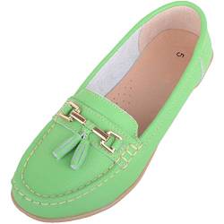 Damen Schlupfschuhe Leder Loafer/Deck/Bootsschuhe/Sandalen, Grün - apfelgrün - Größe: 40 EU von ABSOLUTE FOOTWEAR