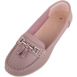 Damen Schlupfschuhe Leder Loafer/Deck/Bootsschuhe/Sandalen, Pink - Dusky Rose - Größe: 37 EU von ABSOLUTE FOOTWEAR
