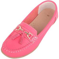 Damen Slip-On Casual Leder Loafer/Deck/Bootsschuhe/Sandalen, wassermelone, 37 EU von ABSOLUTE FOOTWEAR