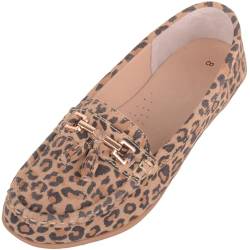 Damen-Slipper, lässig, Leder, Loafer, Deck, Bootsschuhe, Sandalen, leopard, 38 EU von ABSOLUTE FOOTWEAR