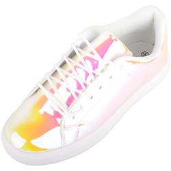 Damen-Sneaker, zum Reinschlüpfen, holografisch, glänzend, Freizeit, Freizeit, Sport, Sneaker, rose, 40 EU von ABSOLUTE FOOTWEAR