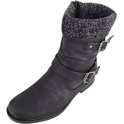 Damen-Stiefel aus Kunstleder, zum Reinschlüpfen, für den Winter, Outdoor, Wanderschuhe, Freizeitstiefel, Schwarz , 41 EU von ABSOLUTE FOOTWEAR