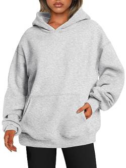 ABYOVRT Damen Kapuzenpullover Hoodies Oversize Pullover Sweatshirt Freizeit Lose Langarmshirt Hoodies Casual Training Pulli Streetwear mit Kapuze Sport Oberteil Outerwear,Hellgrau,L von ABYOVRT