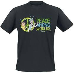 ABYSTYLE Rick and Morty – T-Shirt – Peace Among Worlds – Herren – Schwarz, Schwarz, S von ABYSTYLE