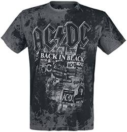 AC/DC Back in Black Männer T-Shirt grau/schwarz M 100% Baumwolle Band-Merch, Bands von AC/DC