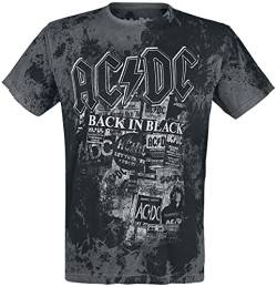 AC/DC Back in Black Männer T-Shirt grau/schwarz XXL 100% Baumwolle Band-Merch, Bands von AC/DC