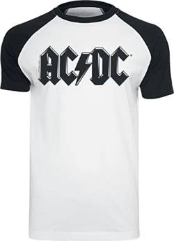 AC/DC Black Logo Männer T-Shirt weiß/schwarz 3XL 100% Baumwolle Band-Merch, Bands von AC/DC