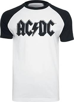 AC/DC Black Logo Männer T-Shirt weiß/schwarz XL 100% Baumwolle Band-Merch, Bands von AC/DC