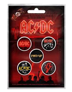 AC/DC Button Badge PWR UP Band Logo Nue offiziell 5 x Pin Button von AC/DC
