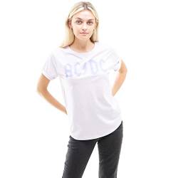 AC/DC Damen Distorted Logo T-Shirt, Lavender, Large von AC/DC