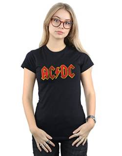 AC/DC Damen Distressed Red Logo T-Shirt Small Schwarz von AC/DC