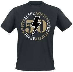 AC/DC Fifty Angus Emblem Männer T-Shirt schwarz L 100% Baumwolle Band-Merch, Bands von AC/DC