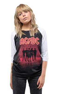 AC/DC T Shirt PWR-UP UK Band Logo Nue offiziell Raglan Damen Skinny Fit Schwarz M von AC/DC