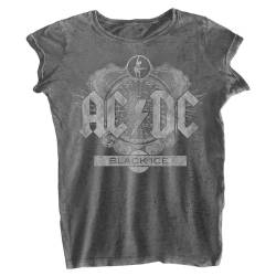 AC/DC T Shirt Schwarz Ice Band Logo offiziell Damen Nue Grau Burnout XXL von AC/DC