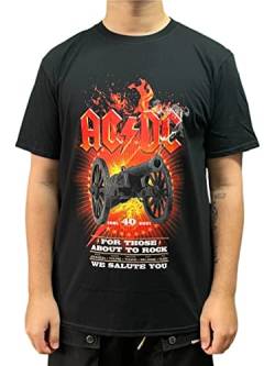 AC/DC T Shirt for Those About to Rock 40th Flaming Nue offiziell Unisex Schwarz Large von AC/DC