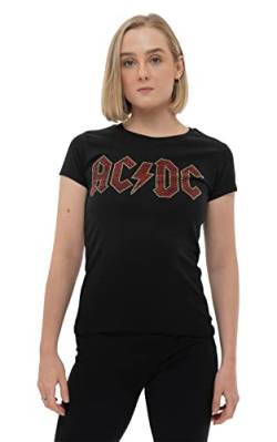 ACDC Damen AC/DC Full Colour Diamante Logo Official Womens Skinny Fit Black T-Shirt, XXL von AC/DC