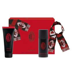 AC Milan Geschenkset – Deodorant 150 ml + Duschgel 200 ml + offizieller Schal | holziger & würziger Duft | sportliches & intensives Parfüm | Zedernholz, Moschus & Bernstein | Körper- und von AC Milan