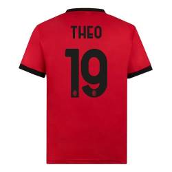 AC Milan Unisex Heimtrikot Replik Stadion, Saison 2023/24, personalisierbar, Theo #19 T-Shirt, ROT SCHWARZ, M von AC Milan