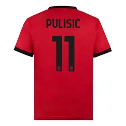 AC Milan Unisex Kinder Heimtrikot Replik Stadion, Saison 2023/24, Personalisierbar, Pulisic #11 T-Shirt, ROT SCHWARZ, 12 Jahre von AC Milan