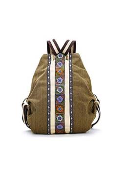 ACAMPTAR Tribal Ethnic Canvas Damen Rucksack Tasche Hippie Schultertasche Maedchen Boho Rucksack von ACAMPTAR