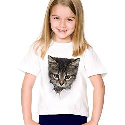 Mädchen-Kurzschluss Hülsen-Druck-3d Katze Shirts Alltag Einfach Art und Weise übersteigt Kind-Sommer-Nette Kleidung (10T,Style 5) von ACARYI