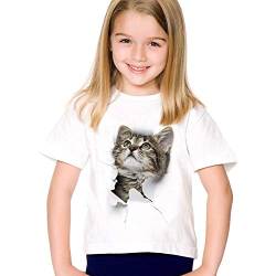 Mädchen-Kurzschluss Hülsen-Druck-3d Katze Shirts Alltag Einfach Art und Weise übersteigt Kind-Sommer-Nette Kleidung (5T,Style 3) von ACARYI