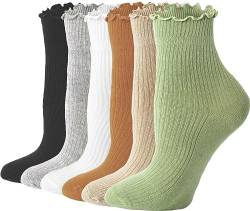 ACCFOD Damen Rüschensocken, niedliche Rüschen-Knöchelsocken, Quarter Crew-Socken für Frauen und Mädchen, Gemischte Farbe, 37-42 EU von ACCFOD