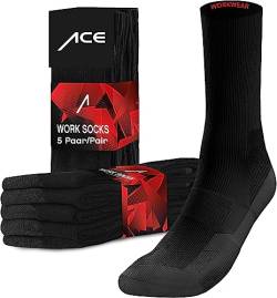 ACE Arbeitssocken - 10 Paar Funktions-Socken - 75% Baumwolle - Arbeits-Strümpfe für Damen & Herren - Schwarz/Grau - 35-38 von ACE