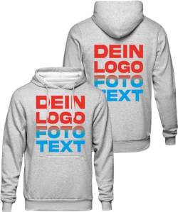 ACE Hoodie zum selbst Bedrucken - selber gestalten mit Text, Bild, Logo - Kapuzen-Pullover aus Baumwolle - Hellgrau - M von ACE