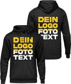 ACE Hoodie zum selbst Bedrucken - selber gestalten mit Text, Bild, Logo - Kapuzen-Pullover aus Baumwolle - Schwarz - L von ACE