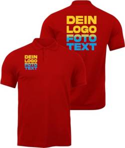 ACE Polo-Shirt zum selbst Bedrucken - selber gestalten mit Text, Bild, Logo - Kurzarm-Hemd aus Baumwolle - Rot - M von ACE
