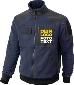 ACE Schakal Fleece-Jacke Slim Fit - zum selbst Bedrucken - Fleecejacke zum selber gestalten mit Text, Bild, Logo - Navy - M von ACE