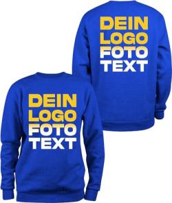 ACE Sweatshirt zum selbst Bedrucken - selber gestalten mit Text, Bild, Logo - Sweat-Pullover aus Baumwolle - Blau - S von ACE