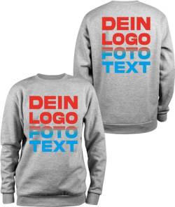 ACE Sweatshirt zum selbst Bedrucken - selber gestalten mit Text, Bild, Logo - Sweat-Pullover aus Baumwolle - Hellgrau - L von ACE