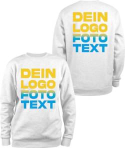 ACE Sweatshirt zum selbst Bedrucken - selber gestalten mit Text, Bild, Logo - Sweat-Pullover aus Baumwolle - Weiß - S von ACE