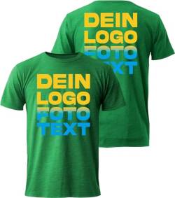 ACE T-Shirt zum selbst Bedrucken - selber gestalten mit Text, Bild, Logo - Kurzarm-Tshirt aus Baumwolle - Grün - S von ACE