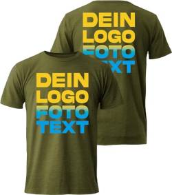 ACE T-Shirt zum selbst Bedrucken - selber gestalten mit Text, Bild, Logo - Kurzarm-Tshirt aus Baumwolle - Oliv - 3XL von ACE
