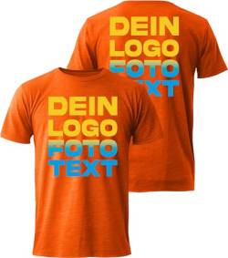 ACE T-Shirt zum selbst Bedrucken - selber gestalten mit Text, Bild, Logo - Kurzarm-Tshirt aus Baumwolle - Orange - XL von ACE