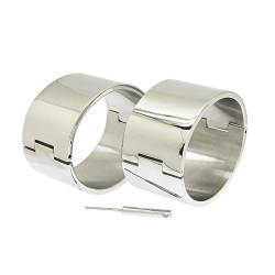 ACECHANNEL Edelstahl Männer Frauen Armbänder Mode Armbänder Handgelenk Knöchel Armbänder Abnehmbare O Ring Ovale Form Armreif (H053PS Polish Silver, 60mm x 50mm(Handschellen)) von ACECHANNEL