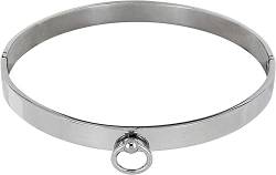 ACECHANNEL Stainless Steel Choker Necklace Sexy Collar with O Ring Women Men Choker Torque (C047PS Silver,Inner diameter 110mm) von ACECHANNEL