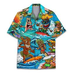 Lustiges Pferd Hawaii-Shirts für Männer Frauen, Liebe Pferderennen Hawaii Sommer Kurzarm Lässig Entspannte Passform Button-Down, Tiki 2, XL von ACEPrints