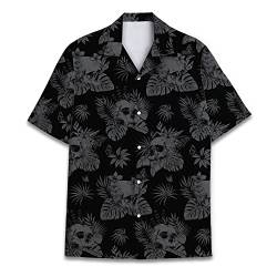 Lustiges Pferd Hawaii-Shirts für Männer Frauen, Liebe Pferderennen Hawaii Sommer Kurzarm Lässig Entspannte Passform Button-Down, Totenkopf 01, XX-Large von ACEPrints